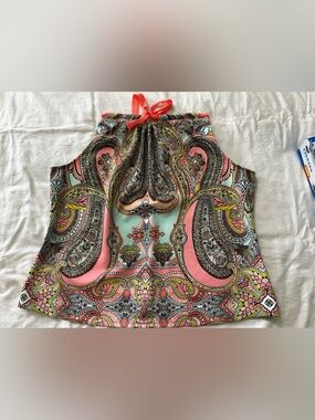 Bisou Bisou Pink Coral Paisley Halter Top